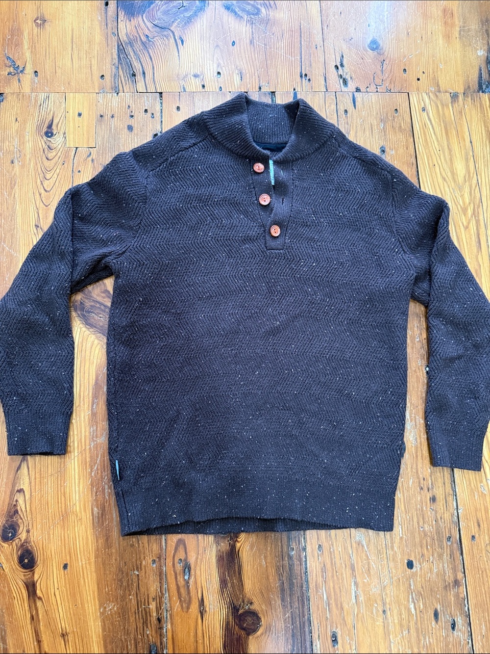 Jetty Tack Henley Sweater Crewneck Button-Placket Knit Size Medium
